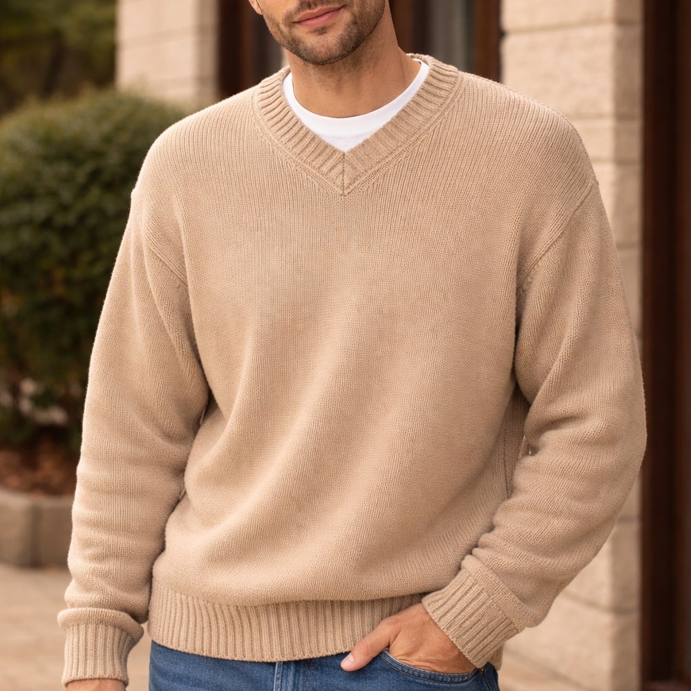 Vintage LLBean Men’s 100% Cotton Knit Sweater Size L Tall Soft Classic Fit